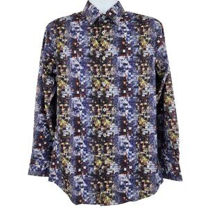 ALEX VANDO Men's Geo Printed Stretch Dress Shirt Small‎ NWT